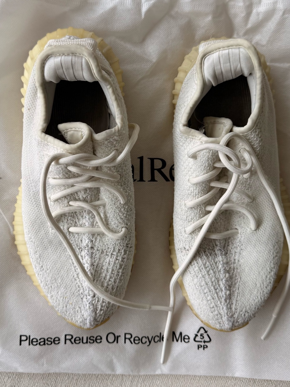 Yeezy Cream/Yellow Gum Sole Knit Sneakers